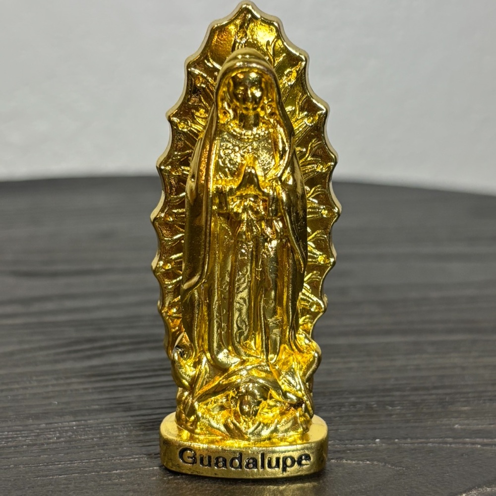 Gold and silver Guadalupe Figurine. 3 inches